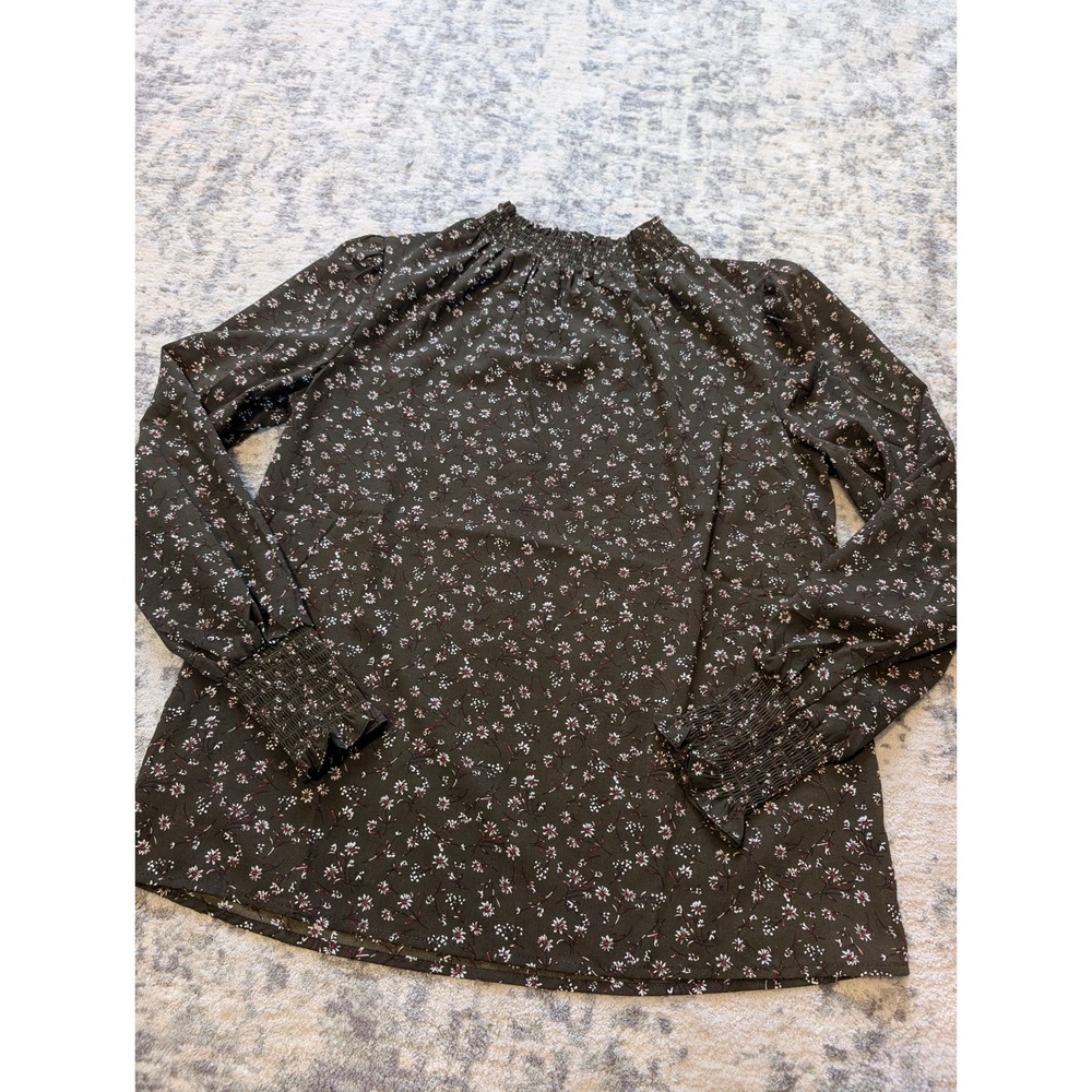 Mod Boutique Floral Smocked Peasant Blouse Cottagecore Prairie Top Women's Small